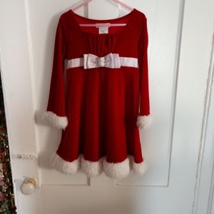 Bonnie Jean Little Girls Red Sequin Velvet Faux Fur Trim Santa Dress